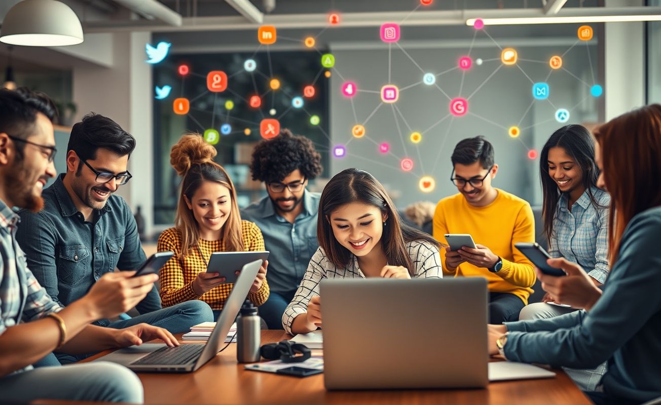 Pessoas interagindo em comunidade digital moderna