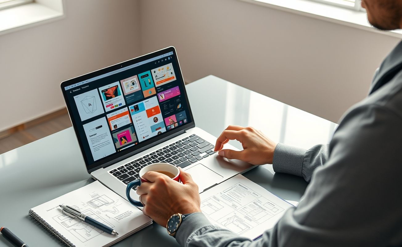 Desenvolvedor web criando layout de site profissional