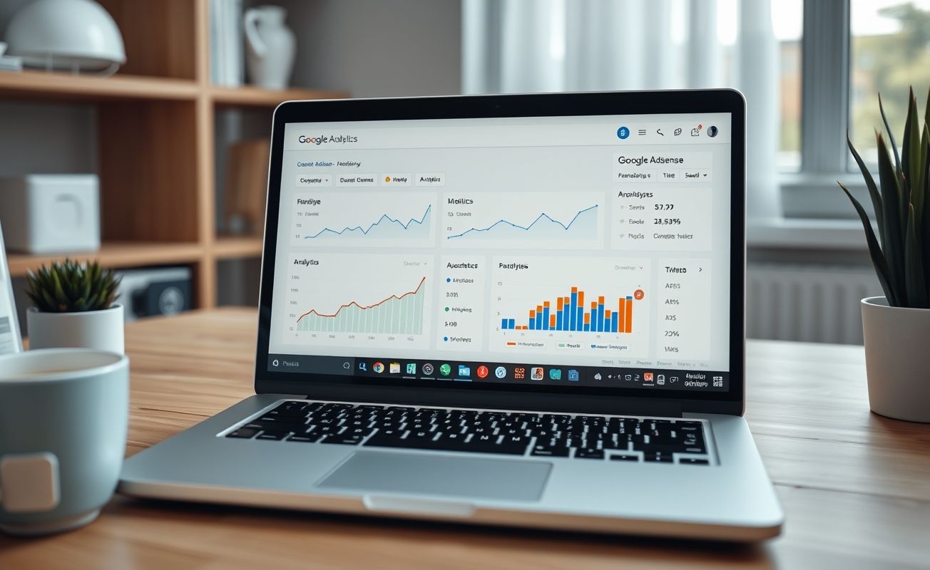 Dashboard do Google AdSense mostrando análises