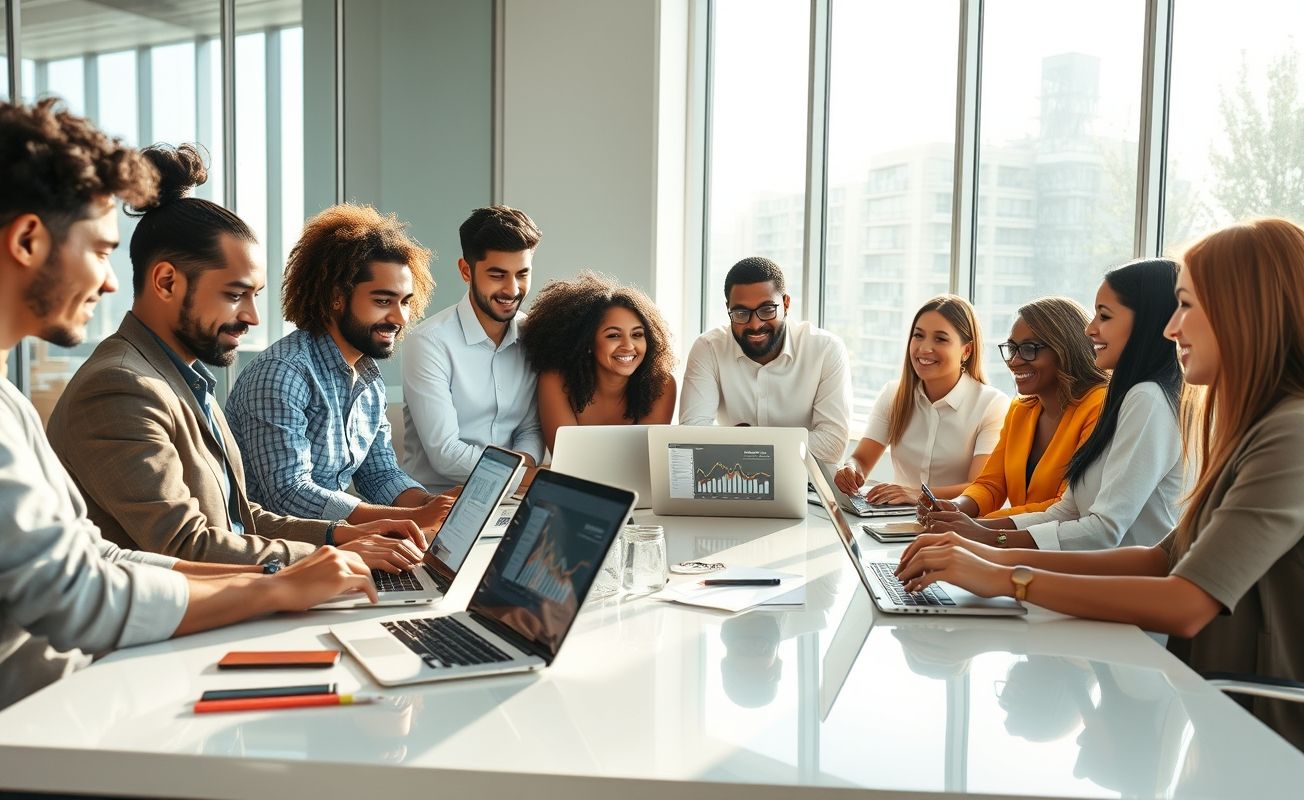 Influenciadores digitais trabalhando em estratégias de marketing