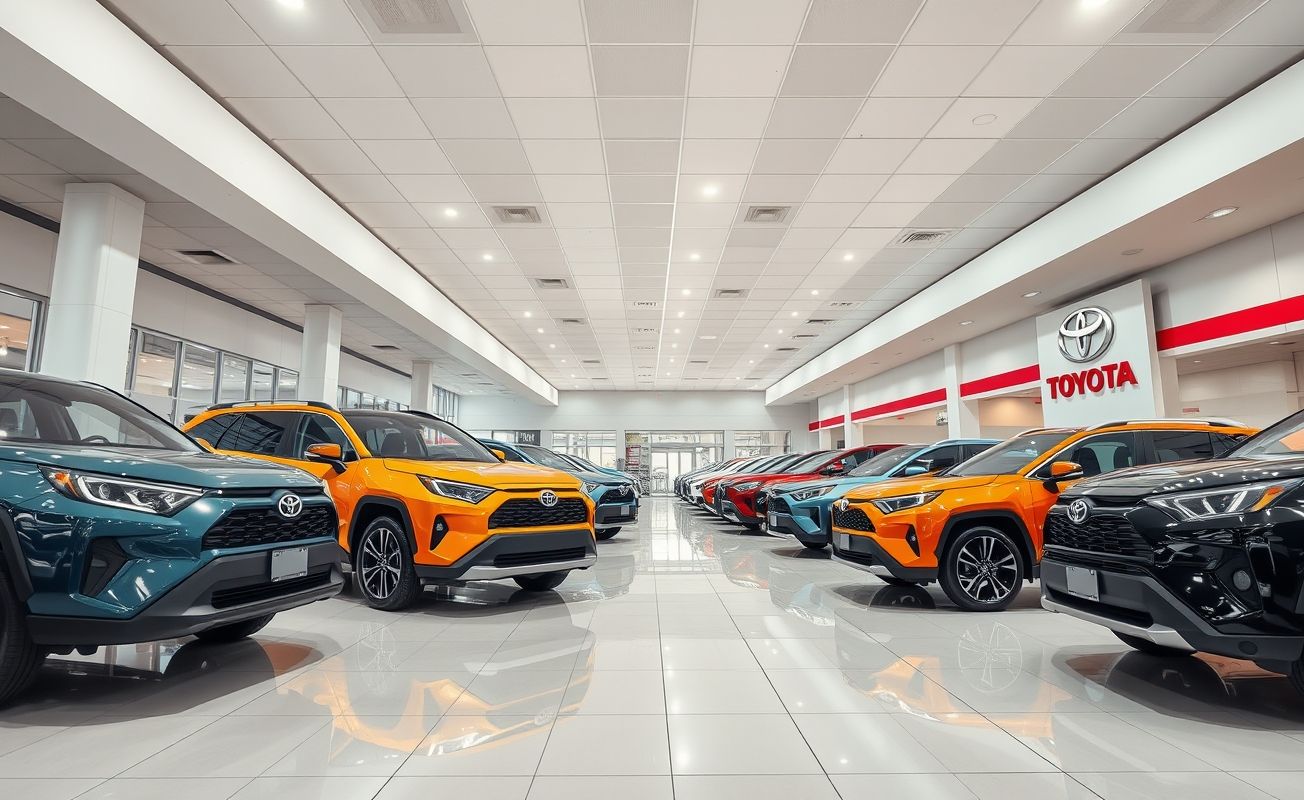 Carros Toyota em exposição em concessionária
